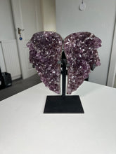 Load image into Gallery viewer, XL Brazilian Amethyst Wings On Custom Black Stand
