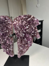 Load image into Gallery viewer, XL Brazilian Amethyst Wings On Custom Black Stand
