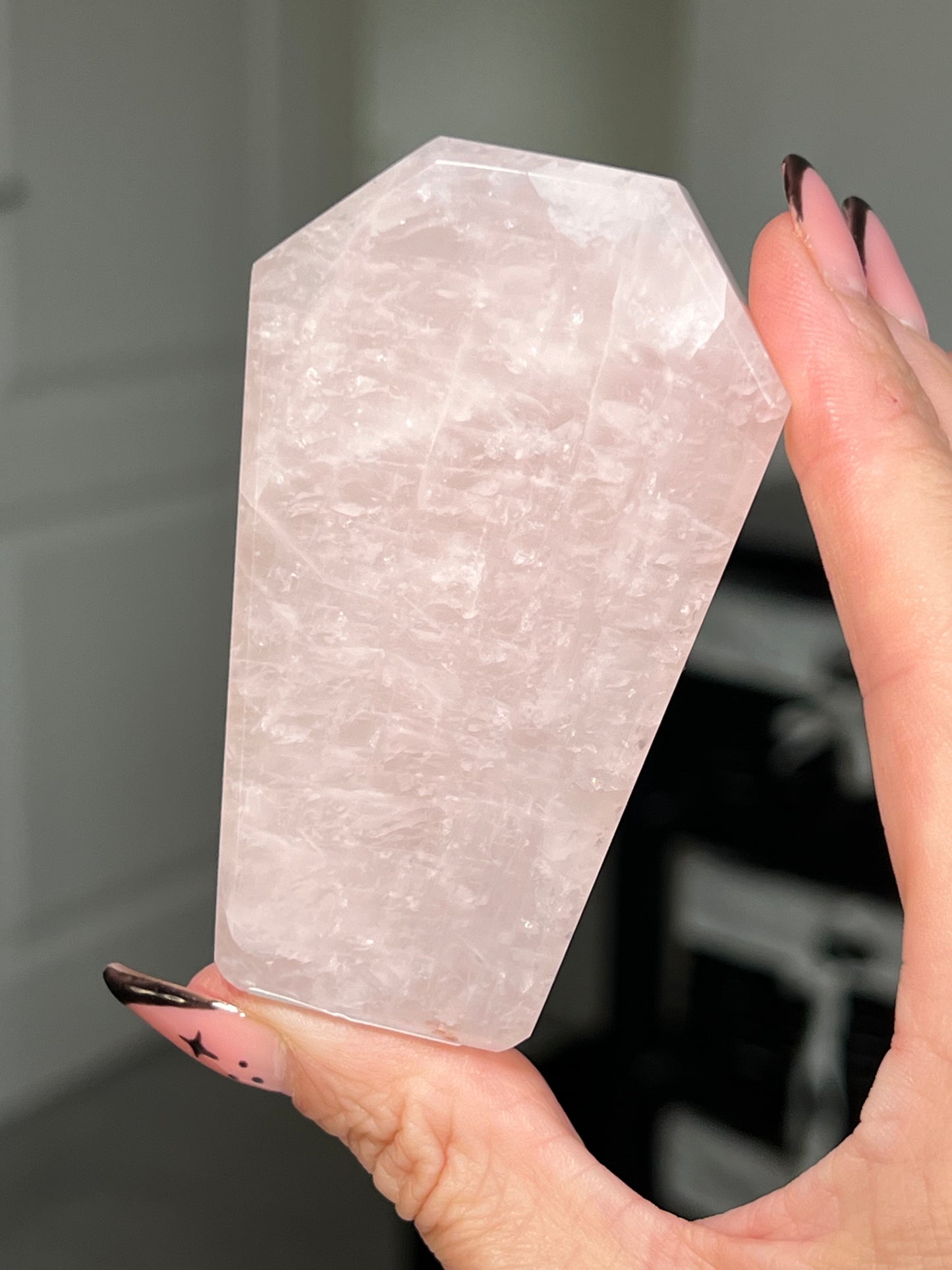 Brazilian Rose Quartz Self Standing Coffin