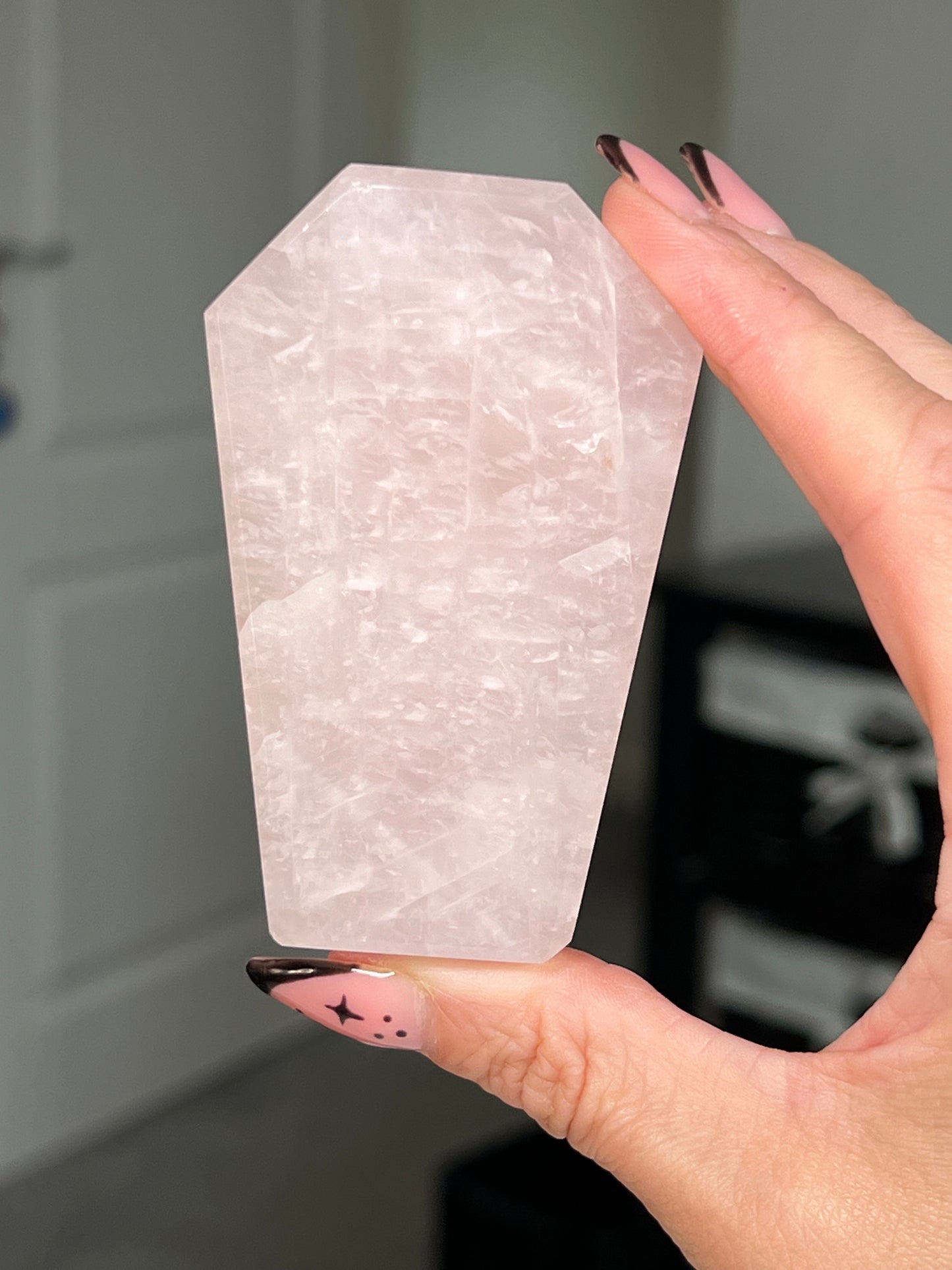 Brazilian Rose Quartz Self Standing Coffin
