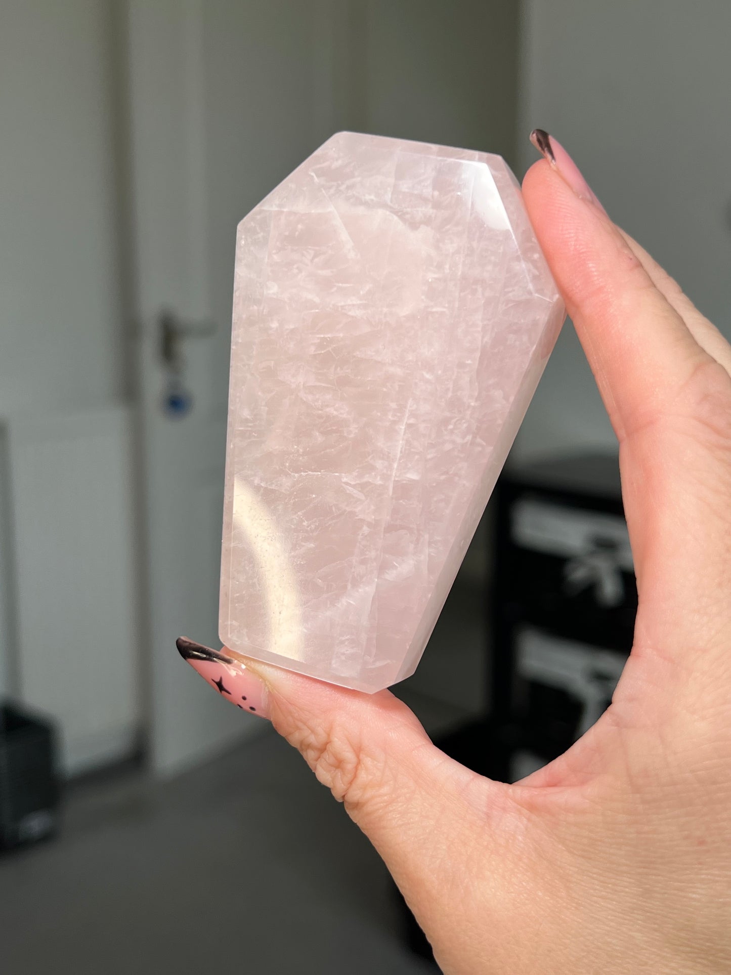 Brazilian Rose Quartz Self Standing Coffin