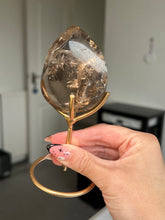 Load image into Gallery viewer, Brazilian Smokey Quartz Flame On Gold Stand
