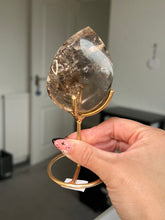 Load image into Gallery viewer, Brazilian Smokey Quartz Flame On Gold Stand
