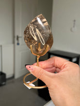 Load image into Gallery viewer, Brazilian Smokey Quartz Flame On Gold Stand
