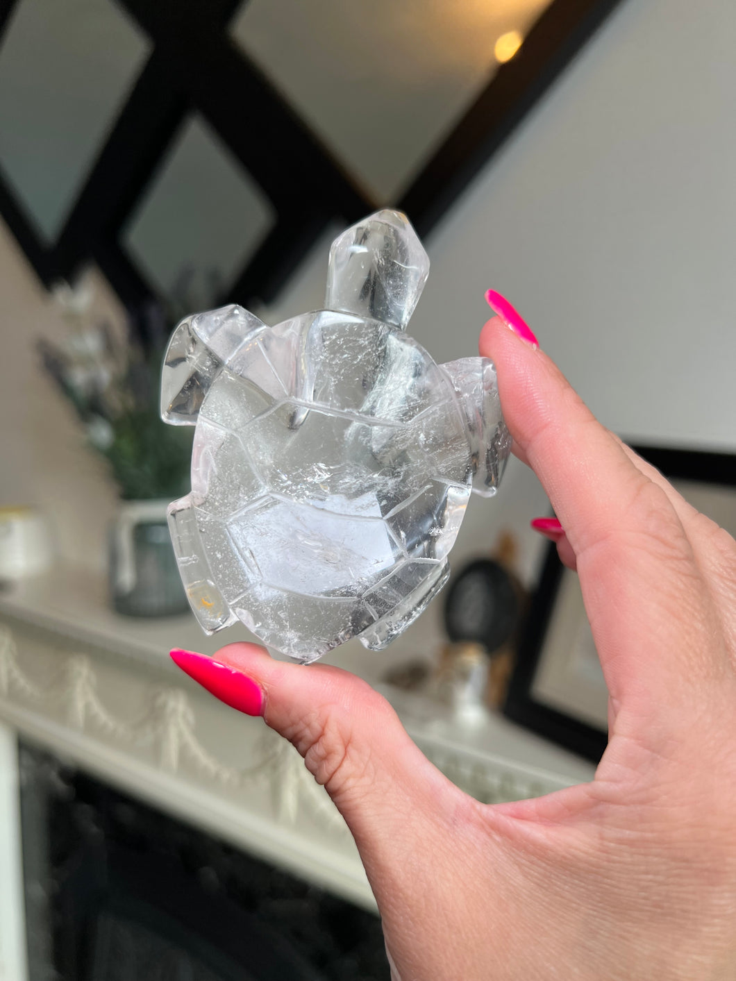 Hand Carved Clear Quartz Turtle