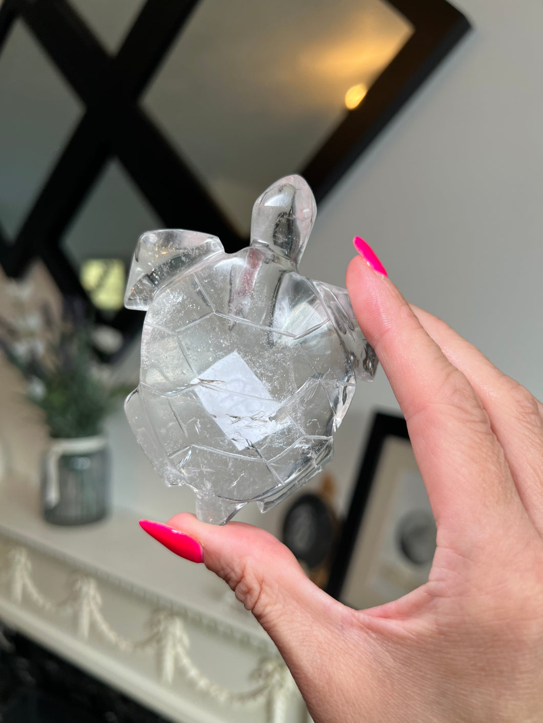 Hand Carved Clear Quartz Turtle