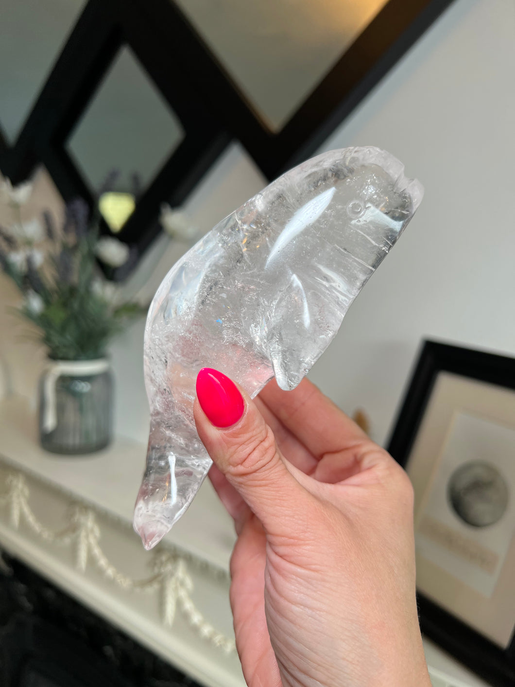 Hand Carved Clear Quartz Whale