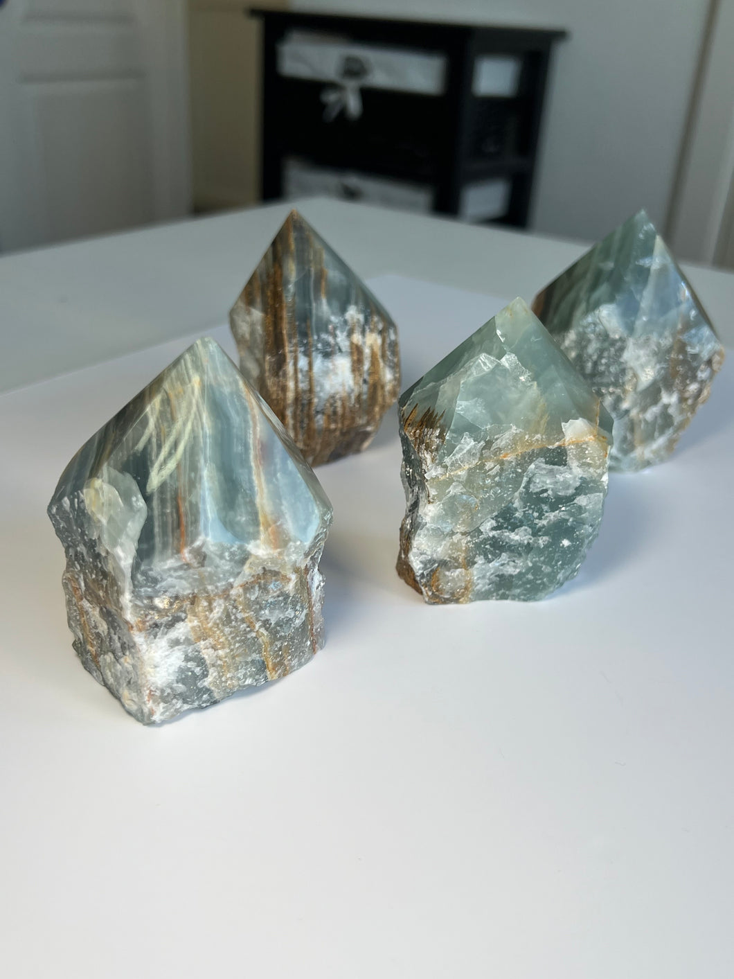 Blue Onyx Part Polished Cut Bases