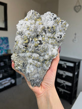 Load image into Gallery viewer, XL Bulgarian Chalcopyrite, Quartz + Sphalerite Piece With Stand
