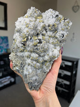 Load image into Gallery viewer, XL Bulgarian Chalcopyrite, Quartz + Sphalerite Piece With Stand
