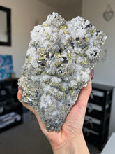 Load image into Gallery viewer, XL Bulgarian Chalcopyrite, Quartz + Sphalerite Piece With Stand
