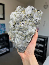 Load image into Gallery viewer, XL Bulgarian Chalcopyrite, Quartz + Sphalerite Piece With Stand
