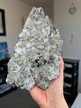 Load image into Gallery viewer, XL Bulgarian Chalcopyrite, Quartz + Sphalerite Piece With Stand
