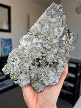 Load image into Gallery viewer, XL Bulgarian Chalcopyrite, Quartz + Sphalerite Piece With Stand
