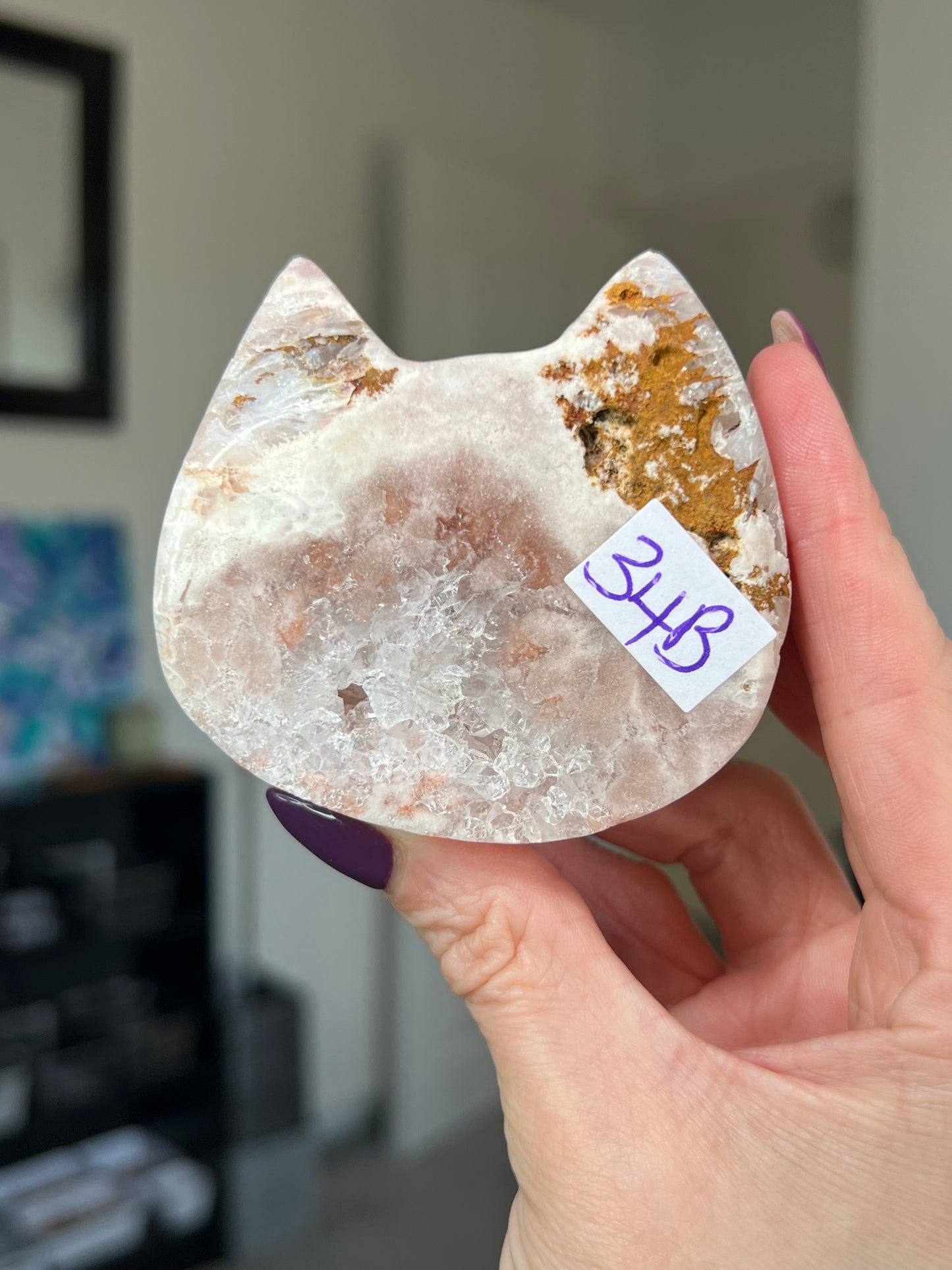 Pink Amethyst Cat Head
