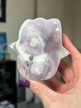 Load image into Gallery viewer, Pink Amethyst Hamsa Hand With Stand
