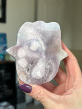 Load image into Gallery viewer, Pink Amethyst Hamsa Hand With Stand
