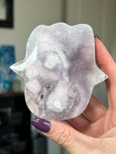 Load image into Gallery viewer, Pink Amethyst Hamsa Hand With Stand
